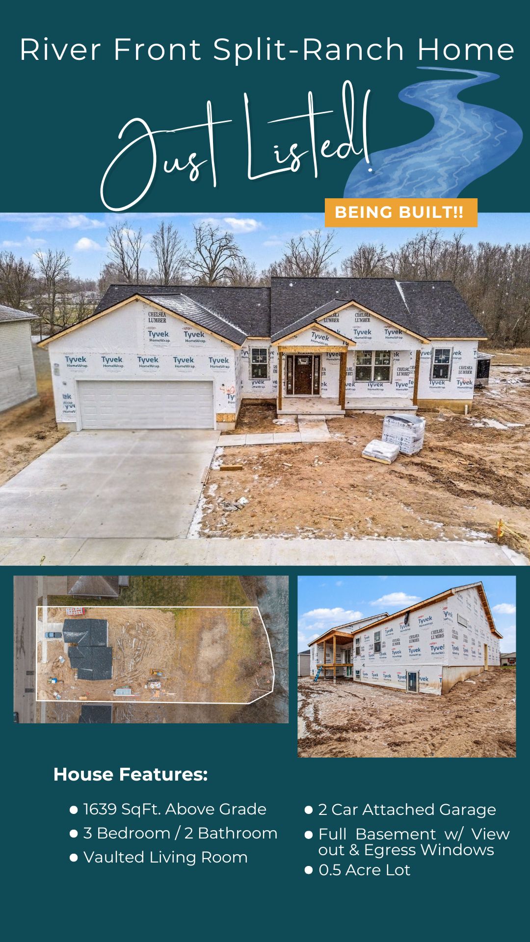 new construction homes, Michigan real estate, realtor, listing agent, buyers agent, river front, waterfront, ranch homes, new homes for sale, real estate inventory, basement, high end homes, luxury real estate 